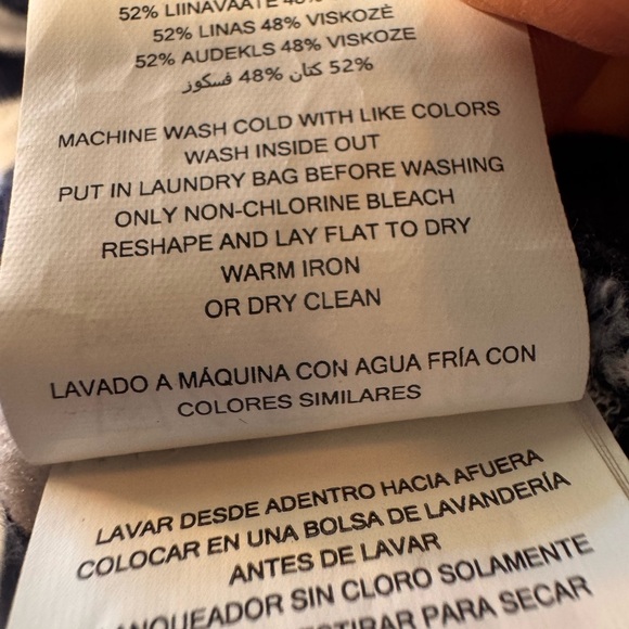 Michael Kors, Linen Blend, Navy and White Striped Wrap Top - Picture 4 of 9